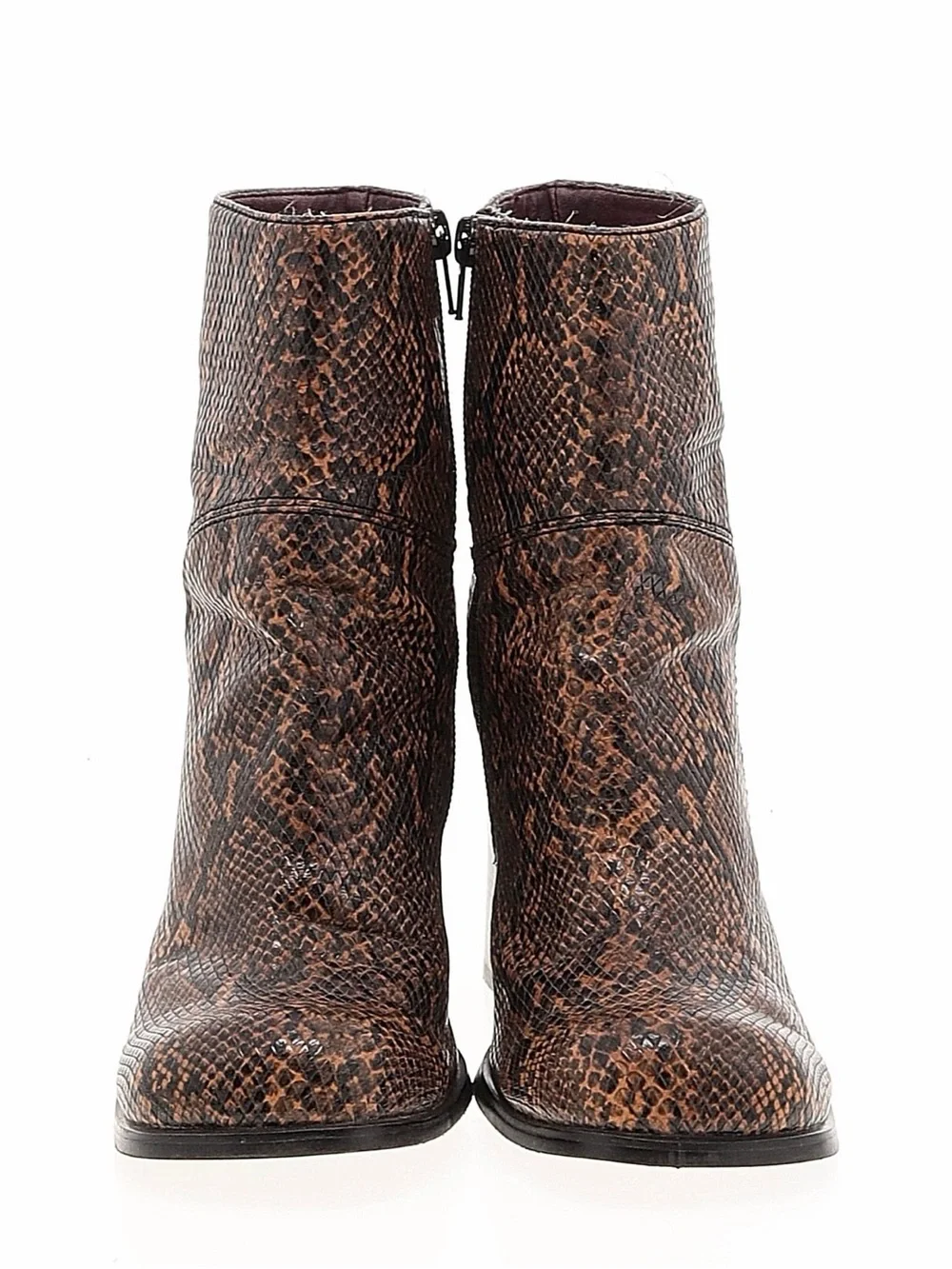 American Eagle Brown Snake-Print Block Heel Ankle Boot